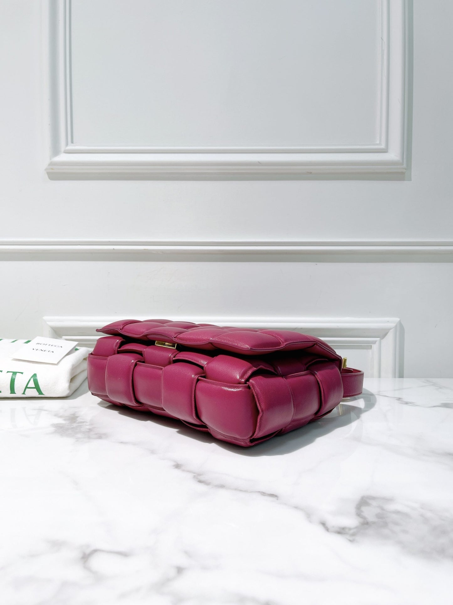 BOTTEGA VENETA PADDED CASSETTE, Pink/Gold