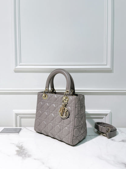 DIOR MEDIUM LADY DIOR, Grey/Gold