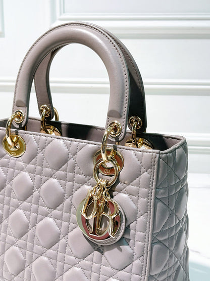 DIOR MEDIUM LADY DIOR, Grey/Gold