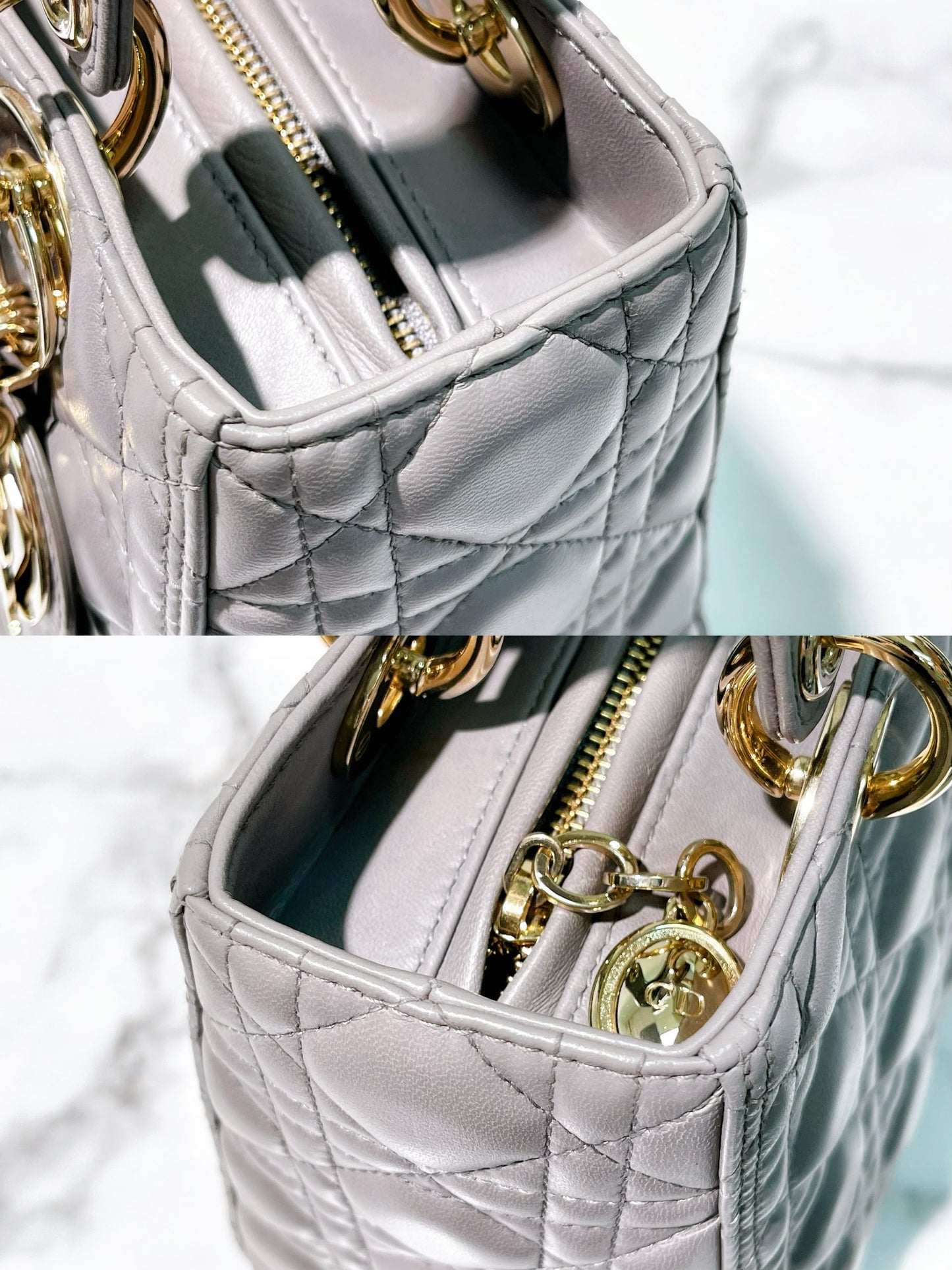 DIOR MEDIUM LADY DIOR, Grey/Gold