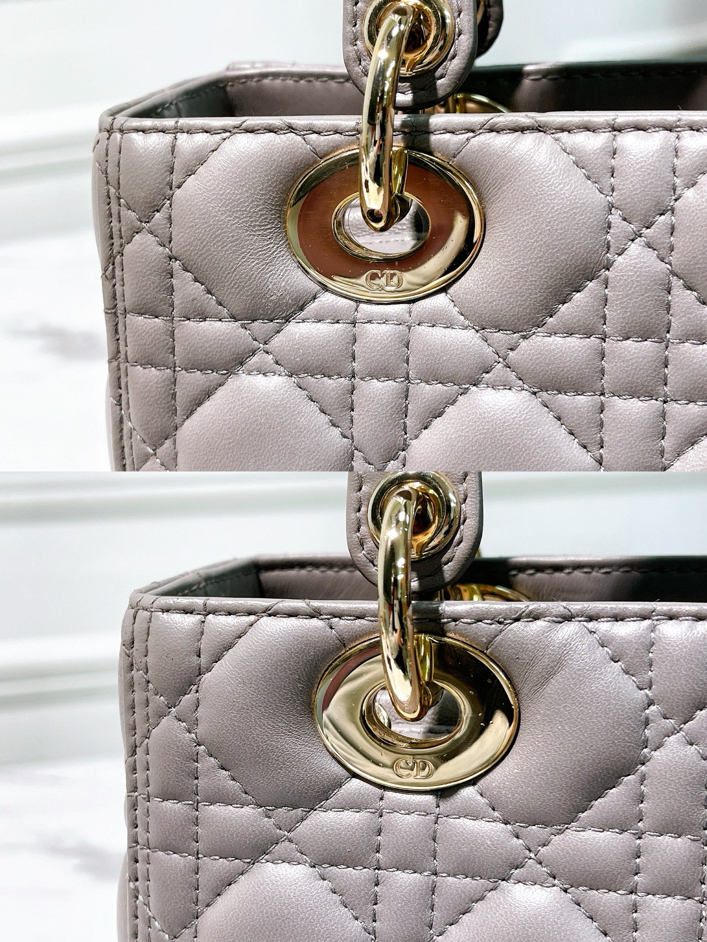 DIOR MEDIUM LADY DIOR, Grey/Gold