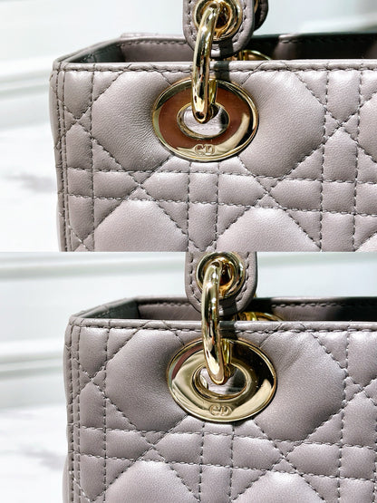DIOR MEDIUM LADY DIOR, Grey/Gold