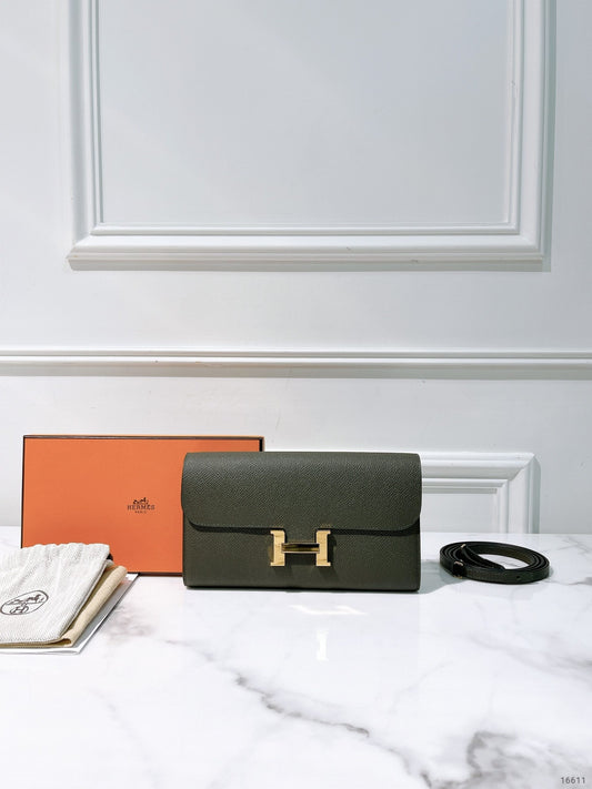 HERMES CONSTANCE TO GO, Vert De Gris/Gold
