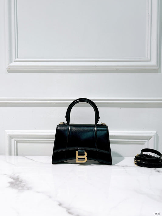 BALENCIAGA HOURGLASS XS, Black/Gold