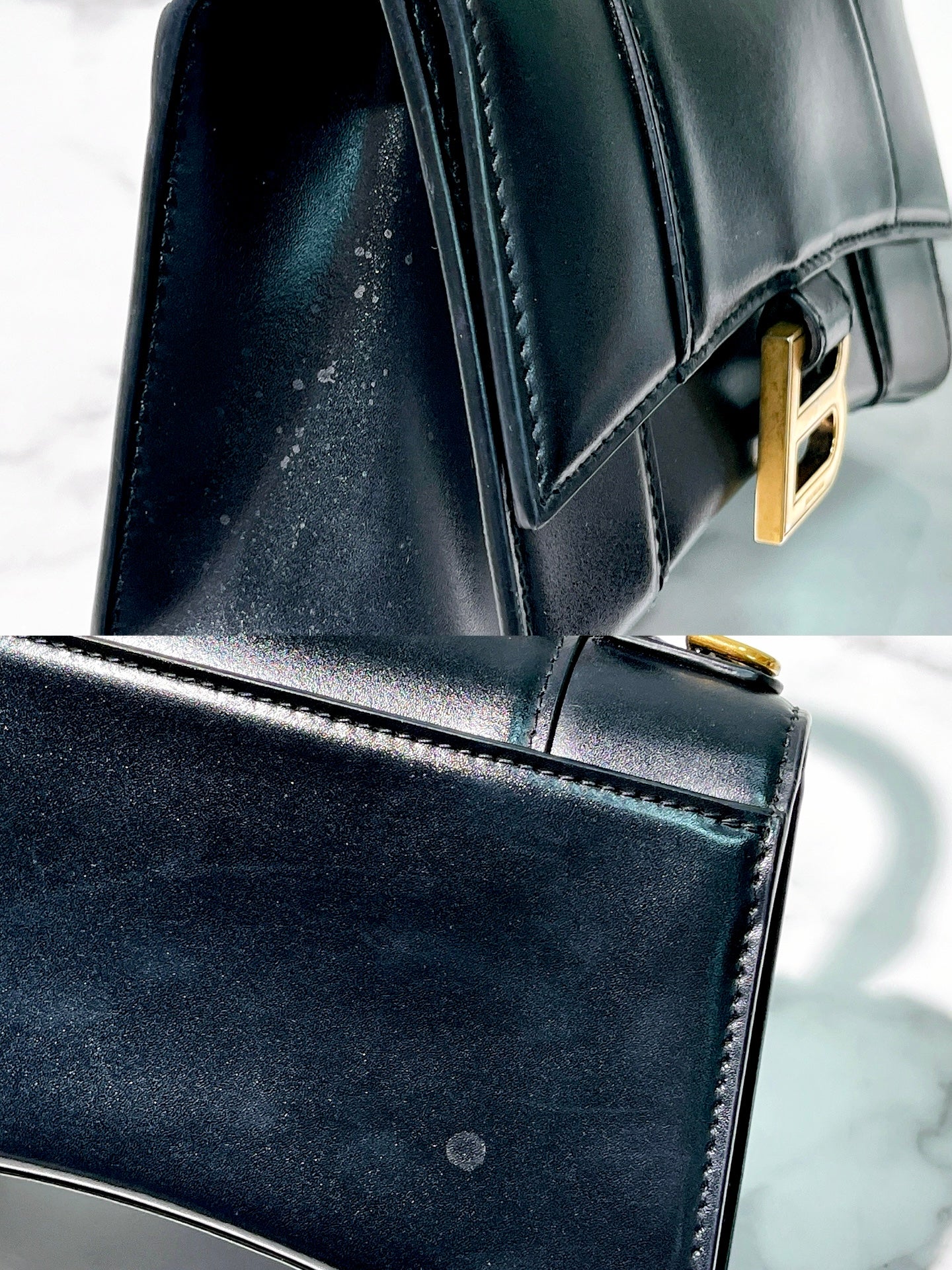 BALENCIAGA HOURGLASS XS, Black/Gold