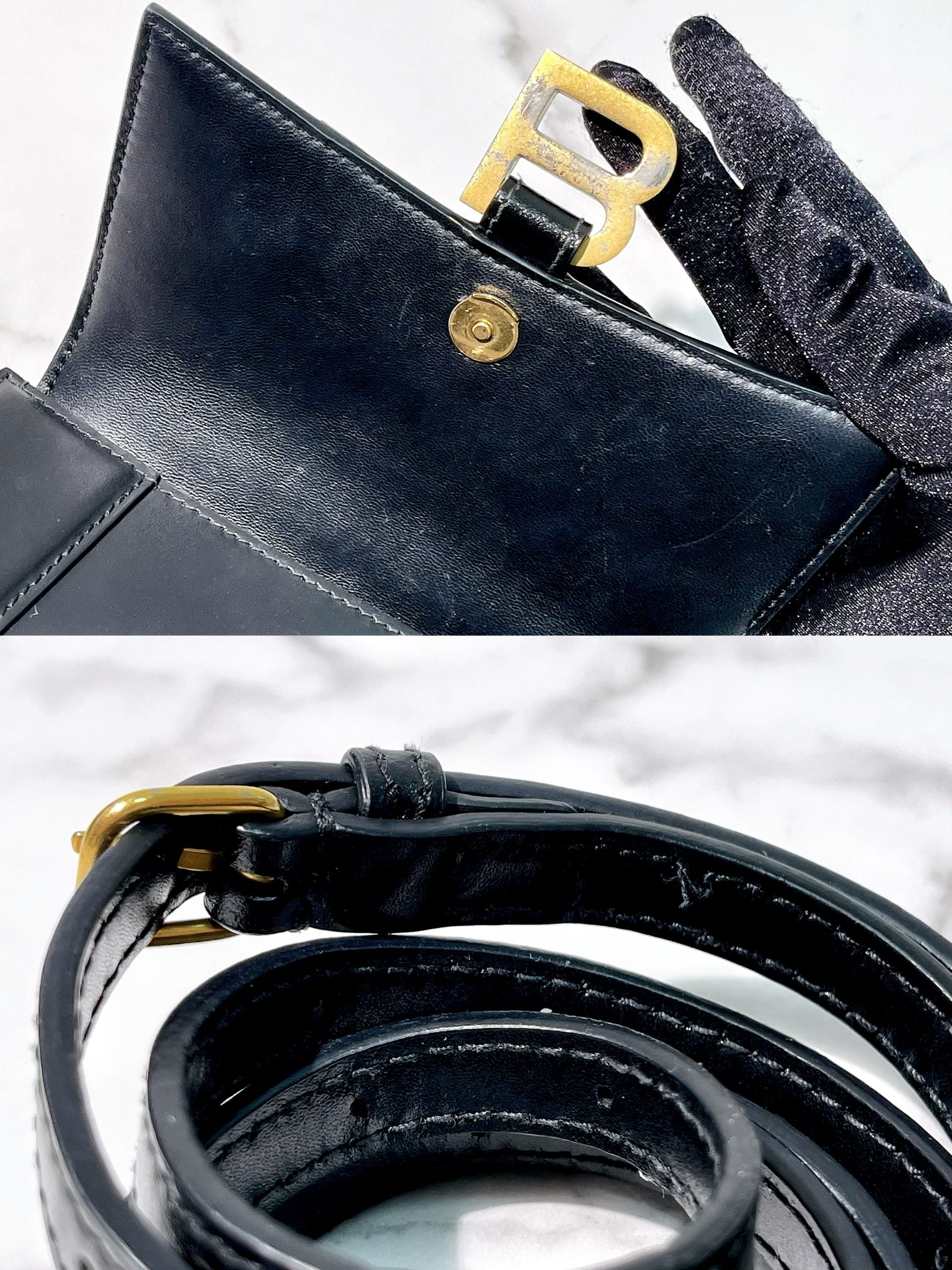 BALENCIAGA HOURGLASS XS, Black/Gold