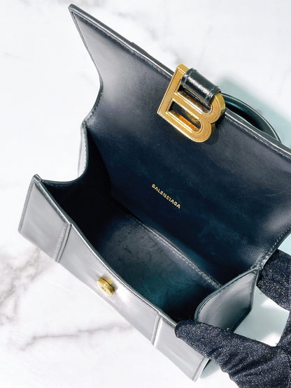 BALENCIAGA HOURGLASS XS, Black/Gold