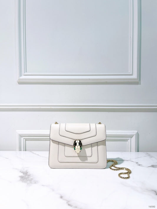 BVLGARI SERPENTI BAG, White/Gold