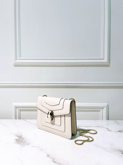 BVLGARI SERPENTI BAG, White/Gold