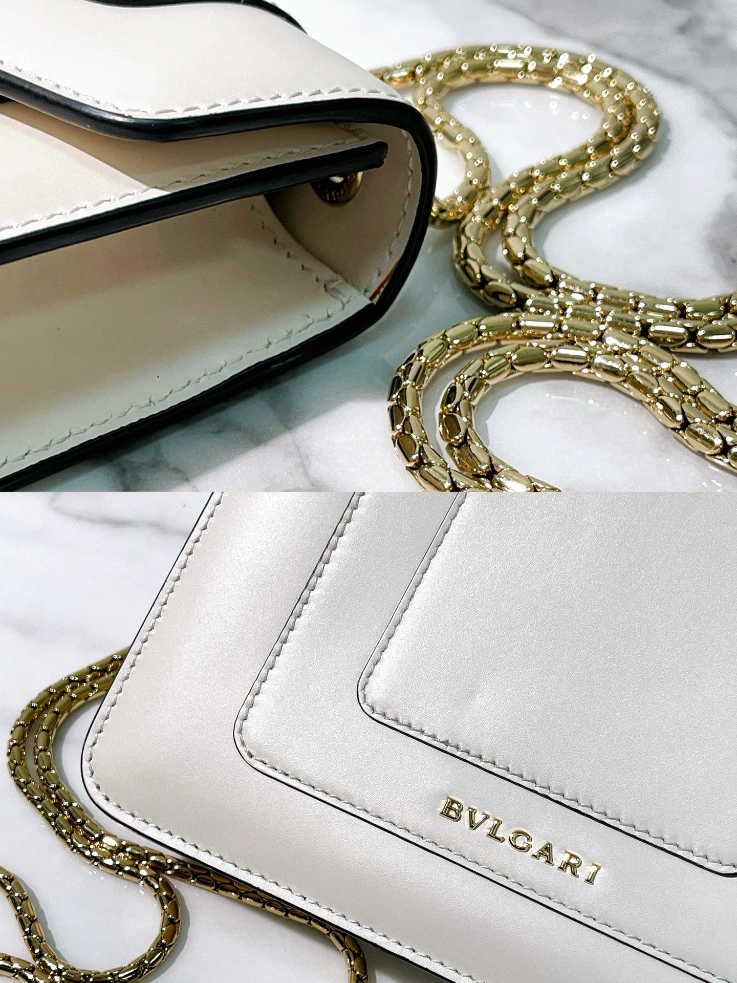 BVLGARI SERPENTI BAG, White/Gold