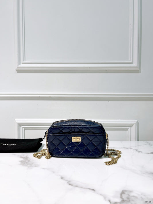CHANEL 2.55 CAMERA BAG, Midnight Blue/Gold