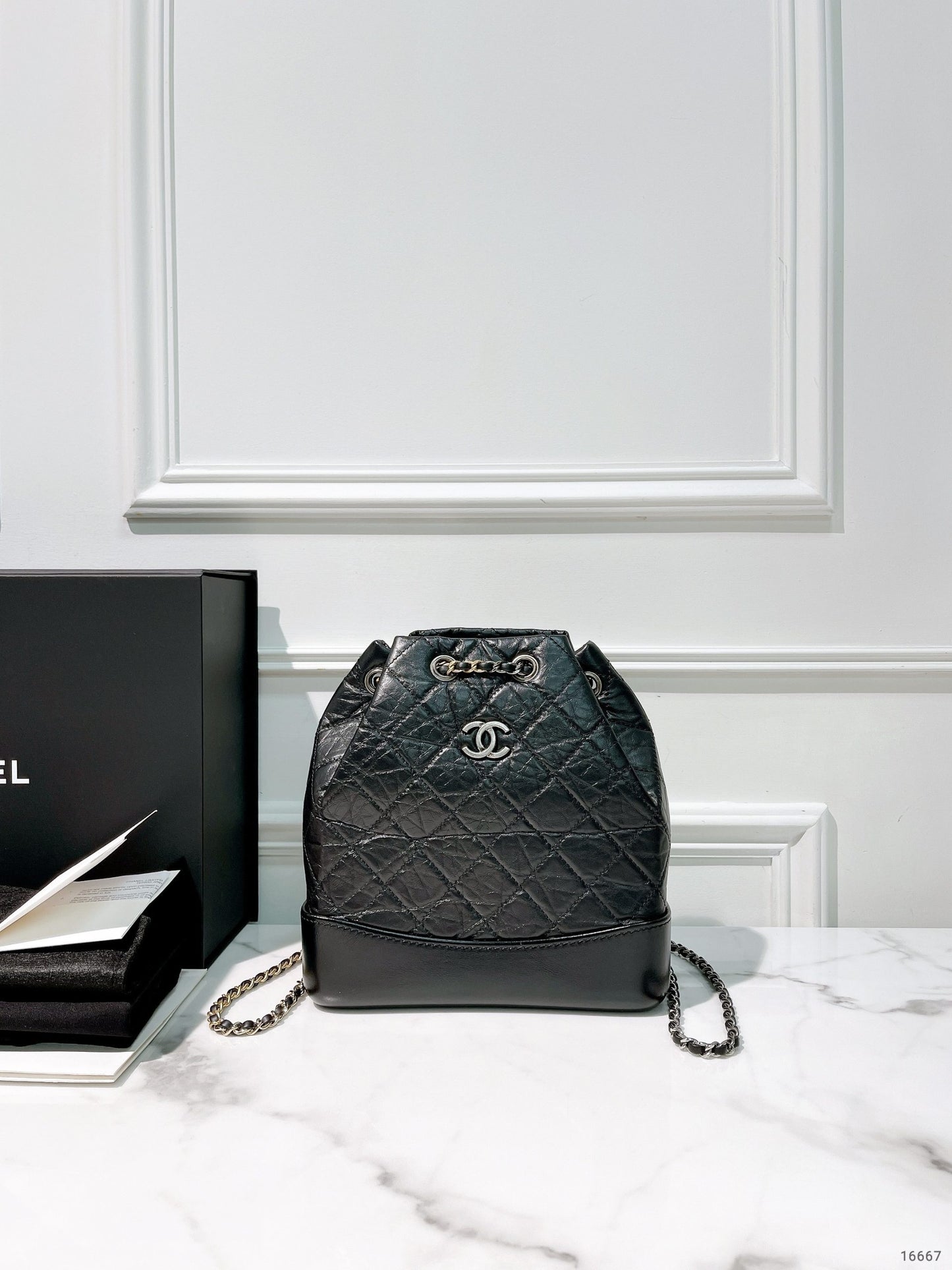 CHANEL GABRIELLE BACKPACK, Black/Silver