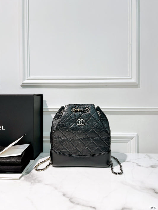 CHANEL GABRIELLE BACKPACK, Black/Silver