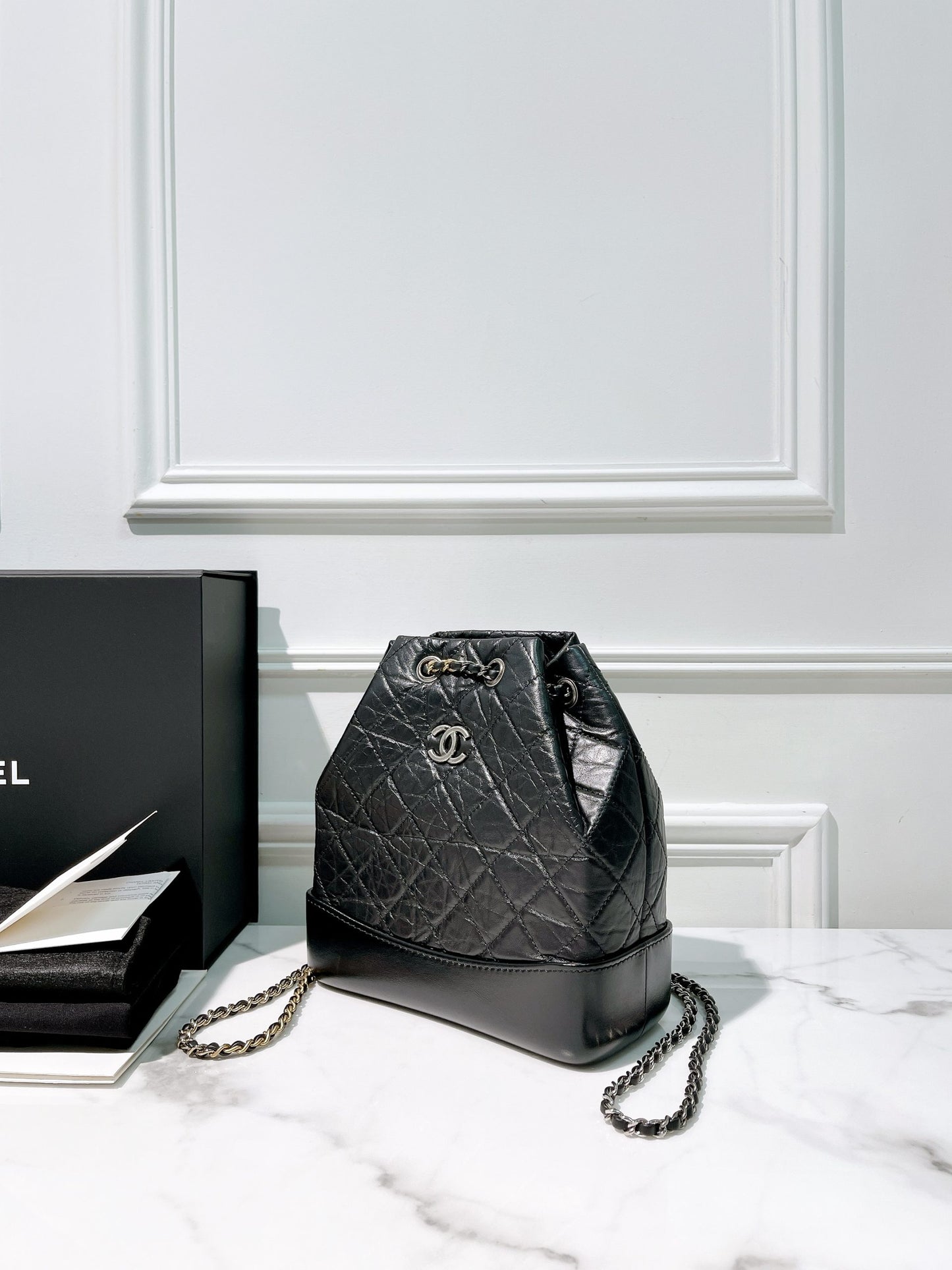 CHANEL GABRIELLE BACKPACK, Black/Silver