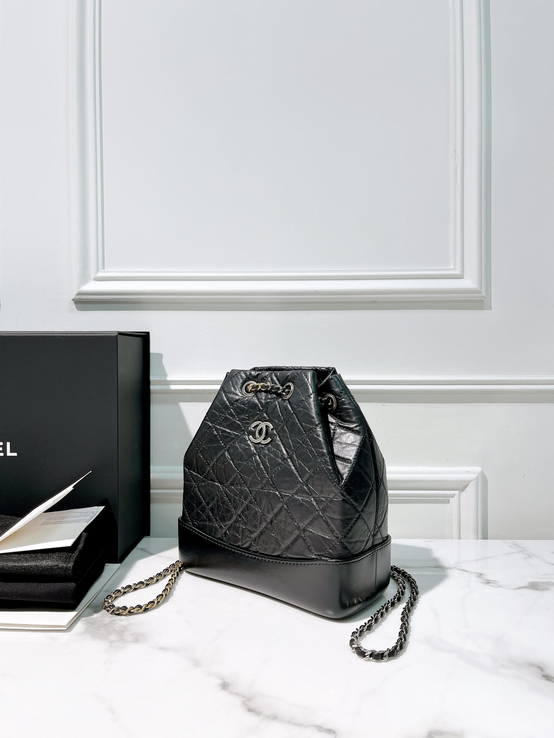 CHANEL GABRIELLE BACKPACK, Black/Silver