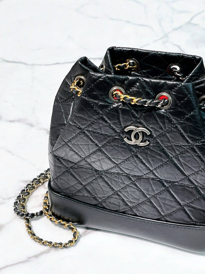 CHANEL GABRIELLE BACKPACK, Black/Silver