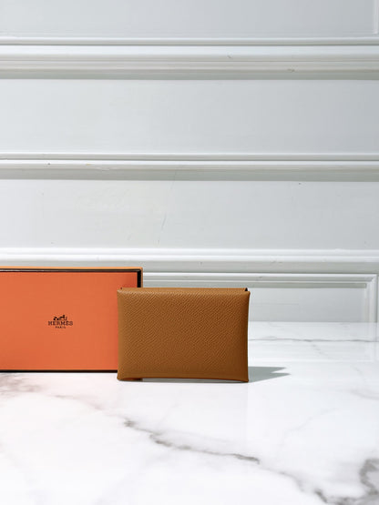 HERMES CALVI DUO CARD HOLDER, Gold/Silver