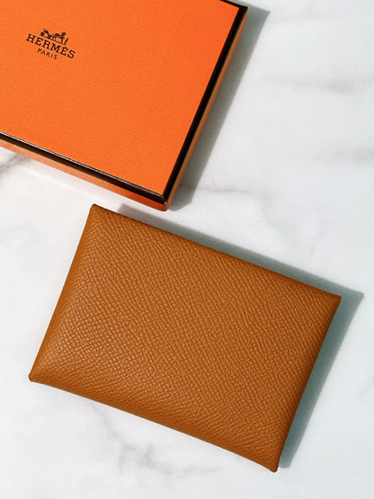 HERMES CALVI DUO CARD HOLDER, Gold/Silver
