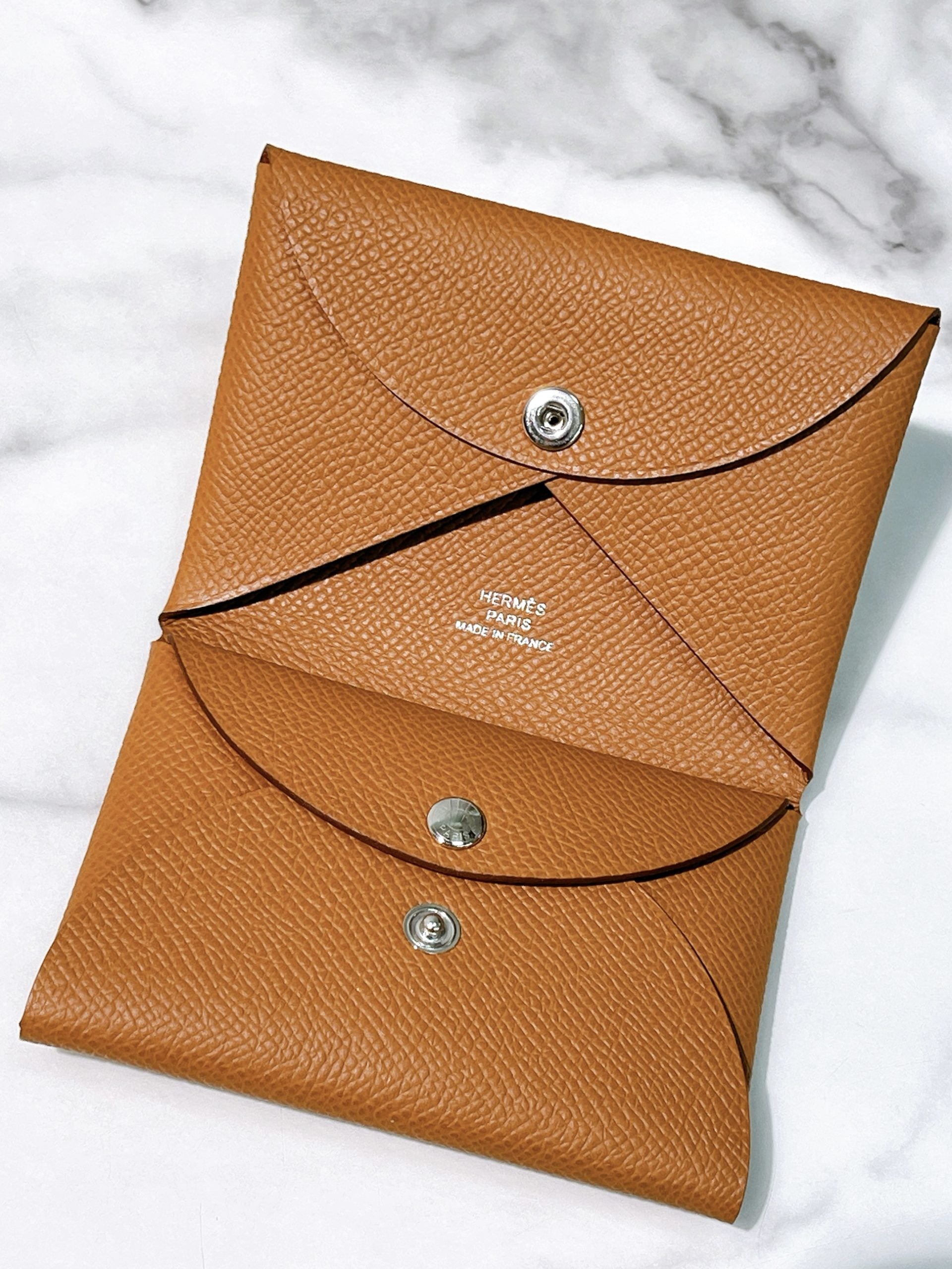 HERMES CALVI DUO CARD HOLDER, Gold/Silver