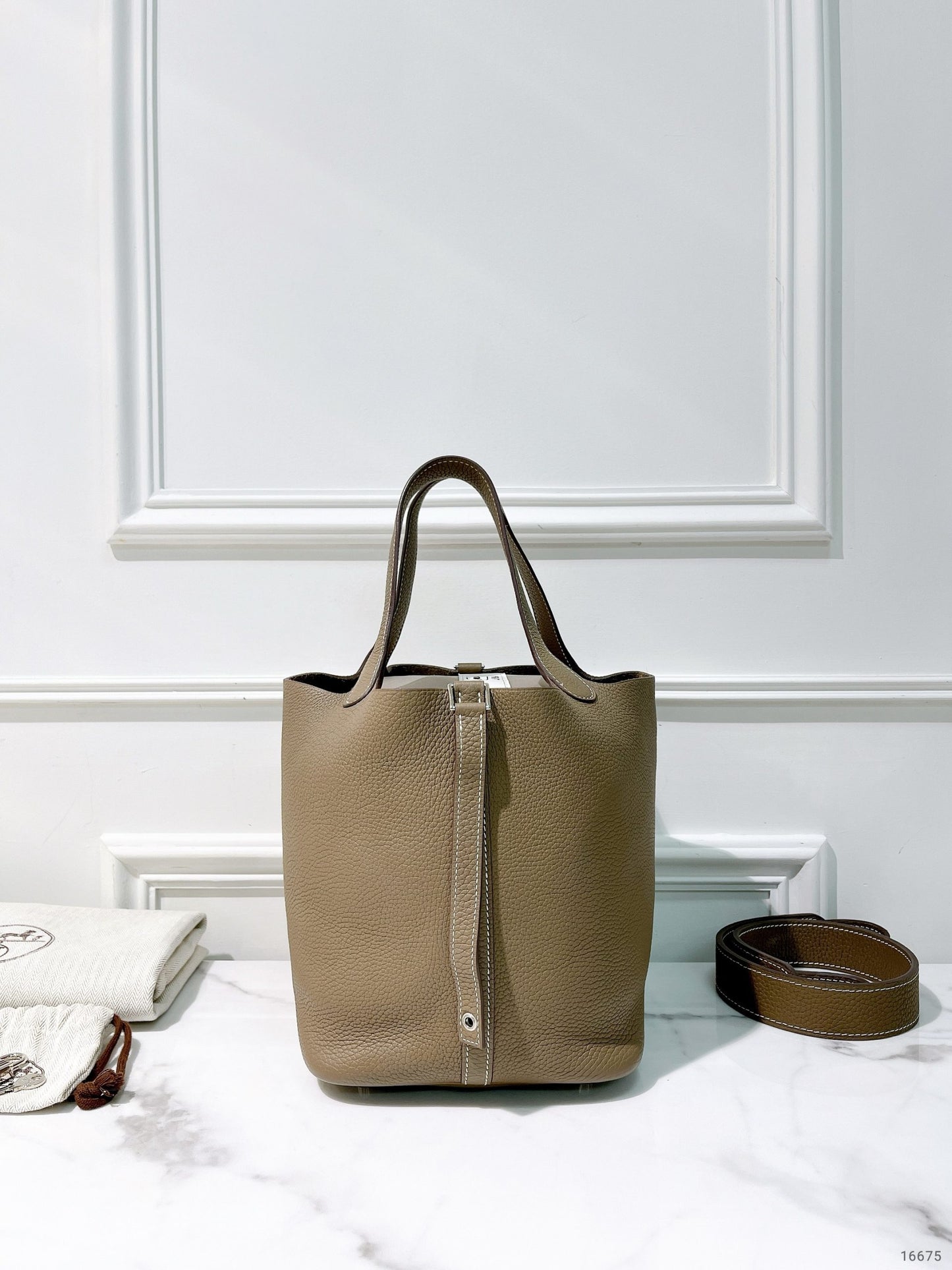 HERMES PICOTIN 22, Etoupe/Silver