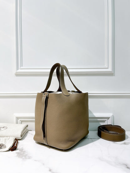 HERMES PICOTIN 22, Etoupe/Silver