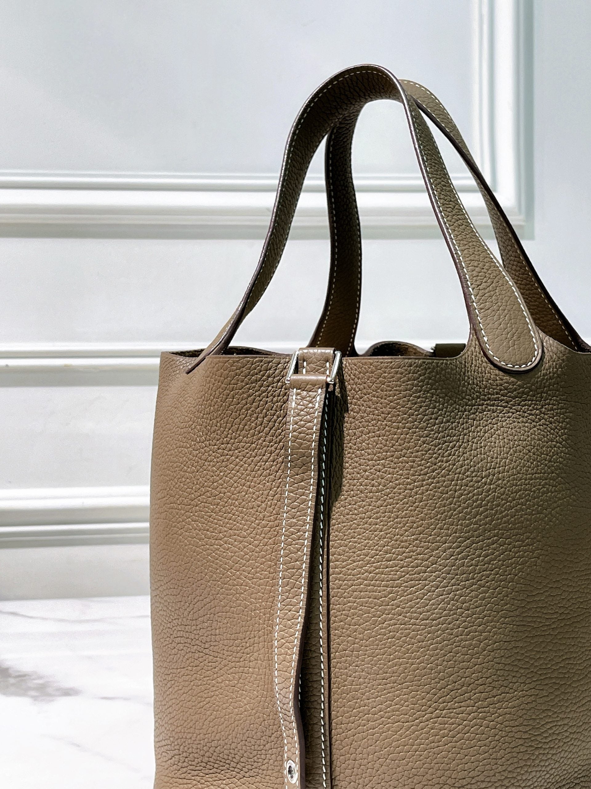 HERMES PICOTIN 22, Etoupe/Silver