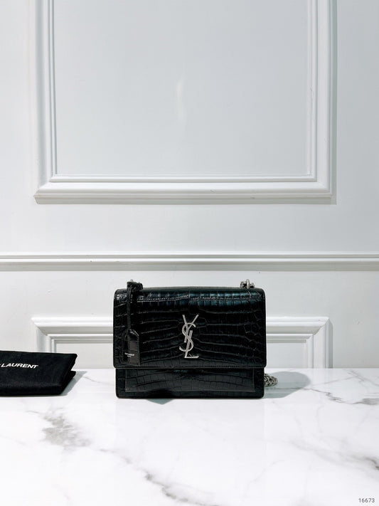 YSL MEDIUM SUNSET, Black/Silver