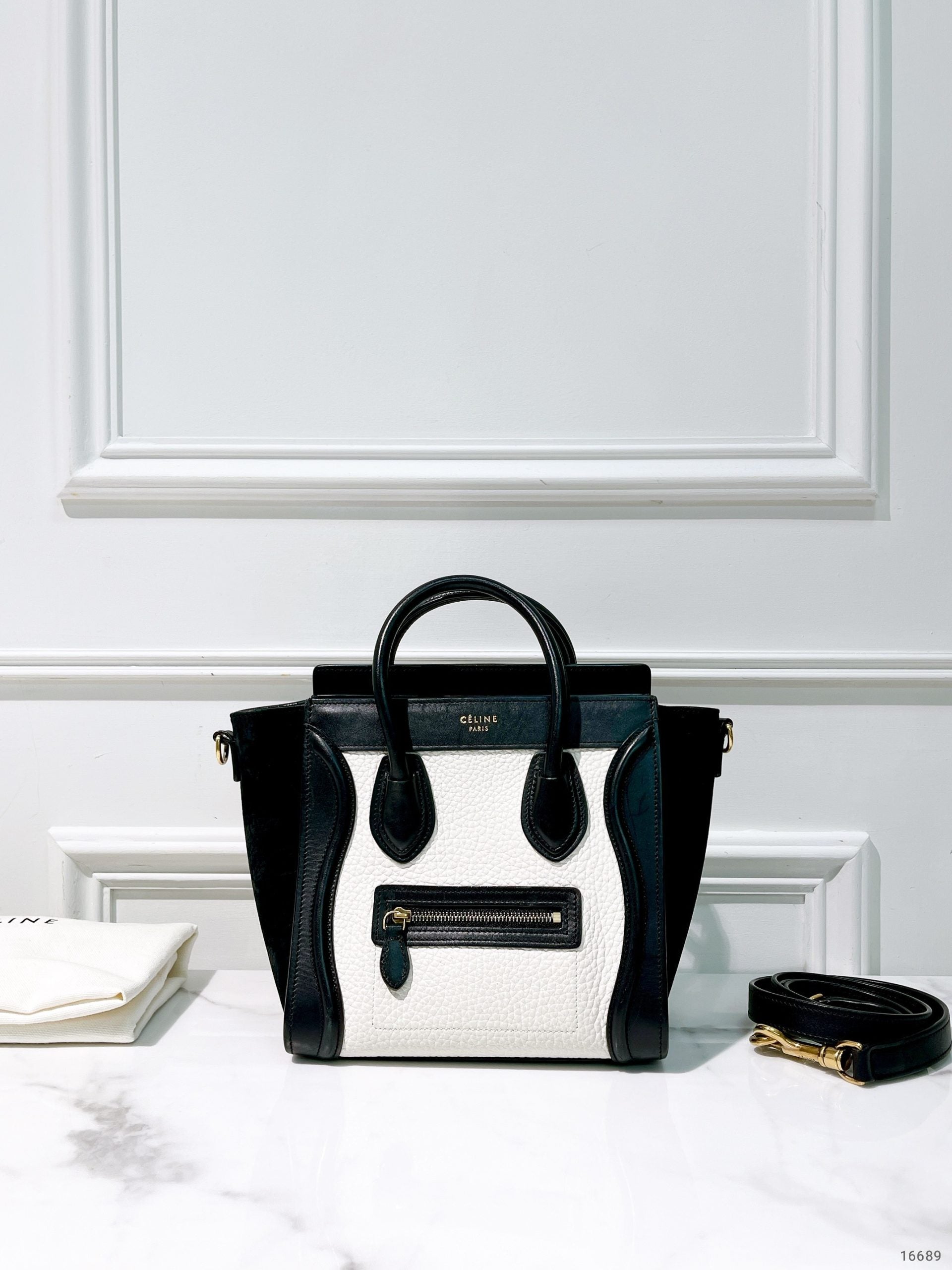 CELINE NANO LUGGAGE, Black/White