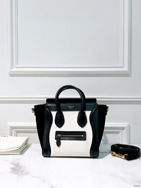 CELINE NANO LUGGAGE, Black/White