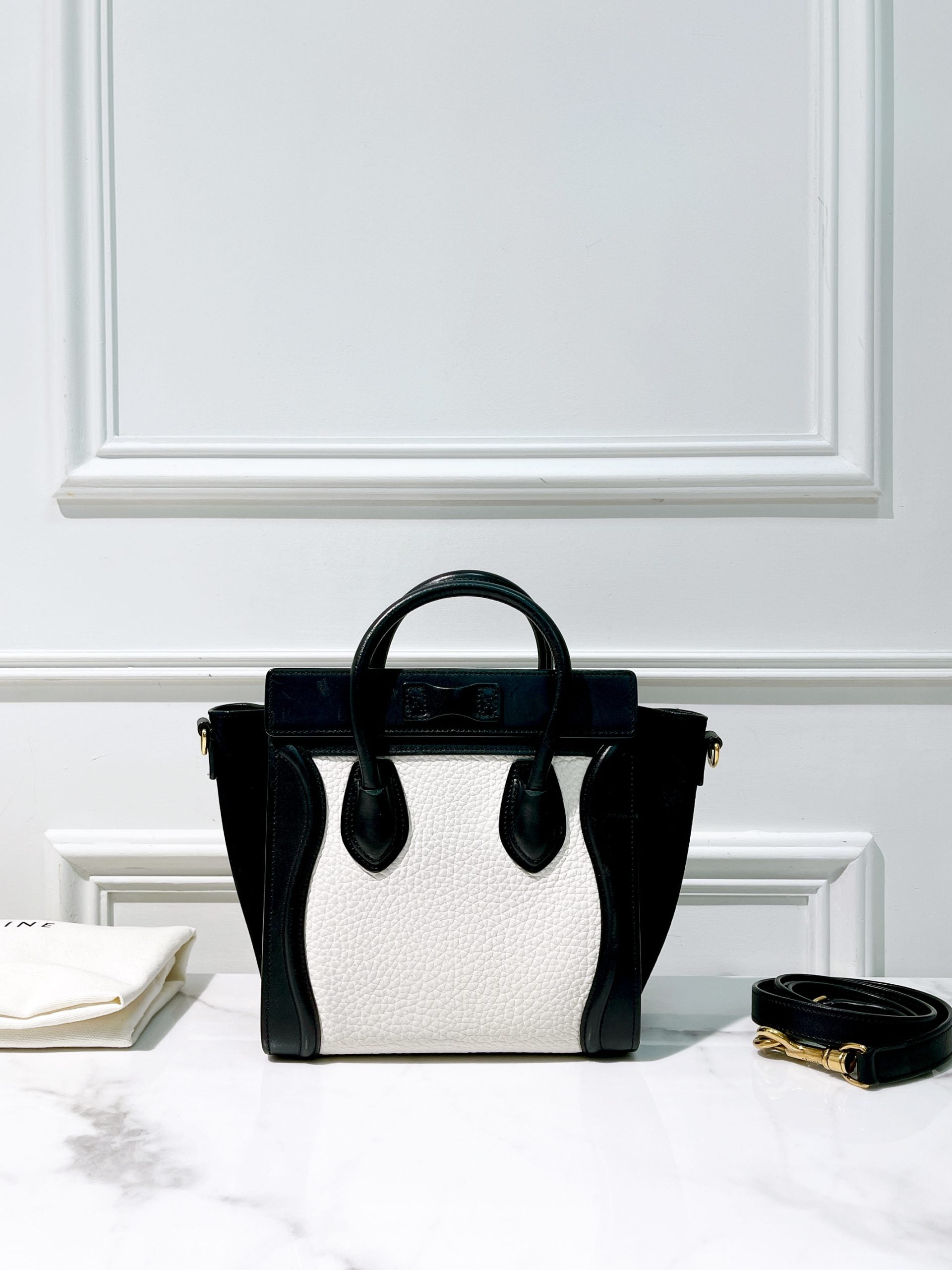 CELINE NANO LUGGAGE, Black/White