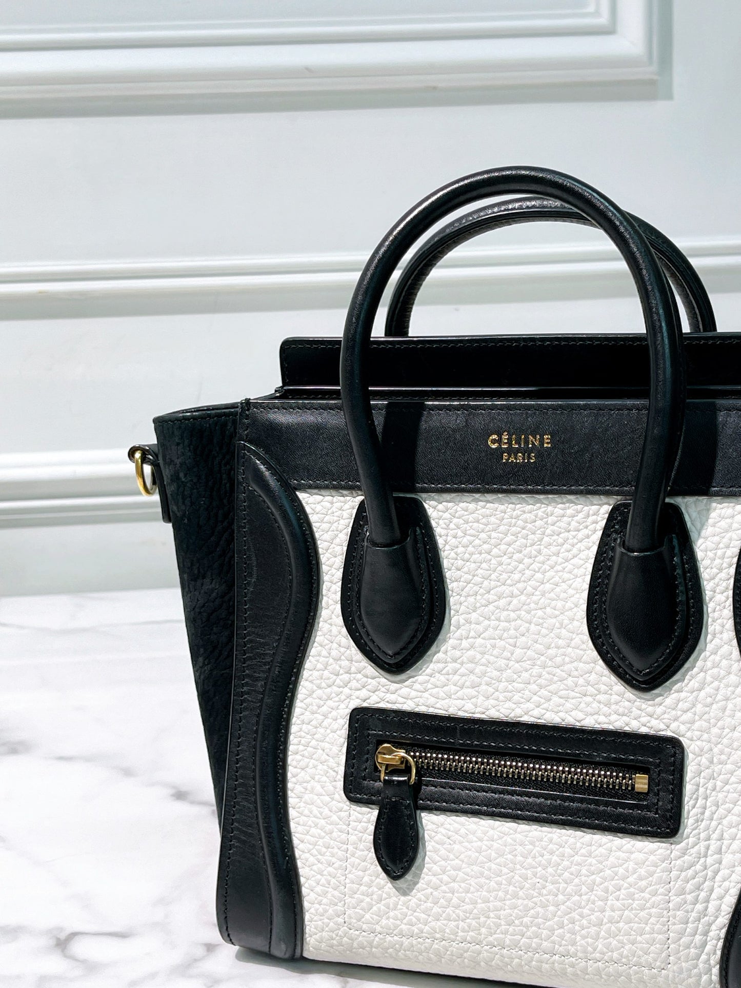CELINE NANO LUGGAGE, Black/White