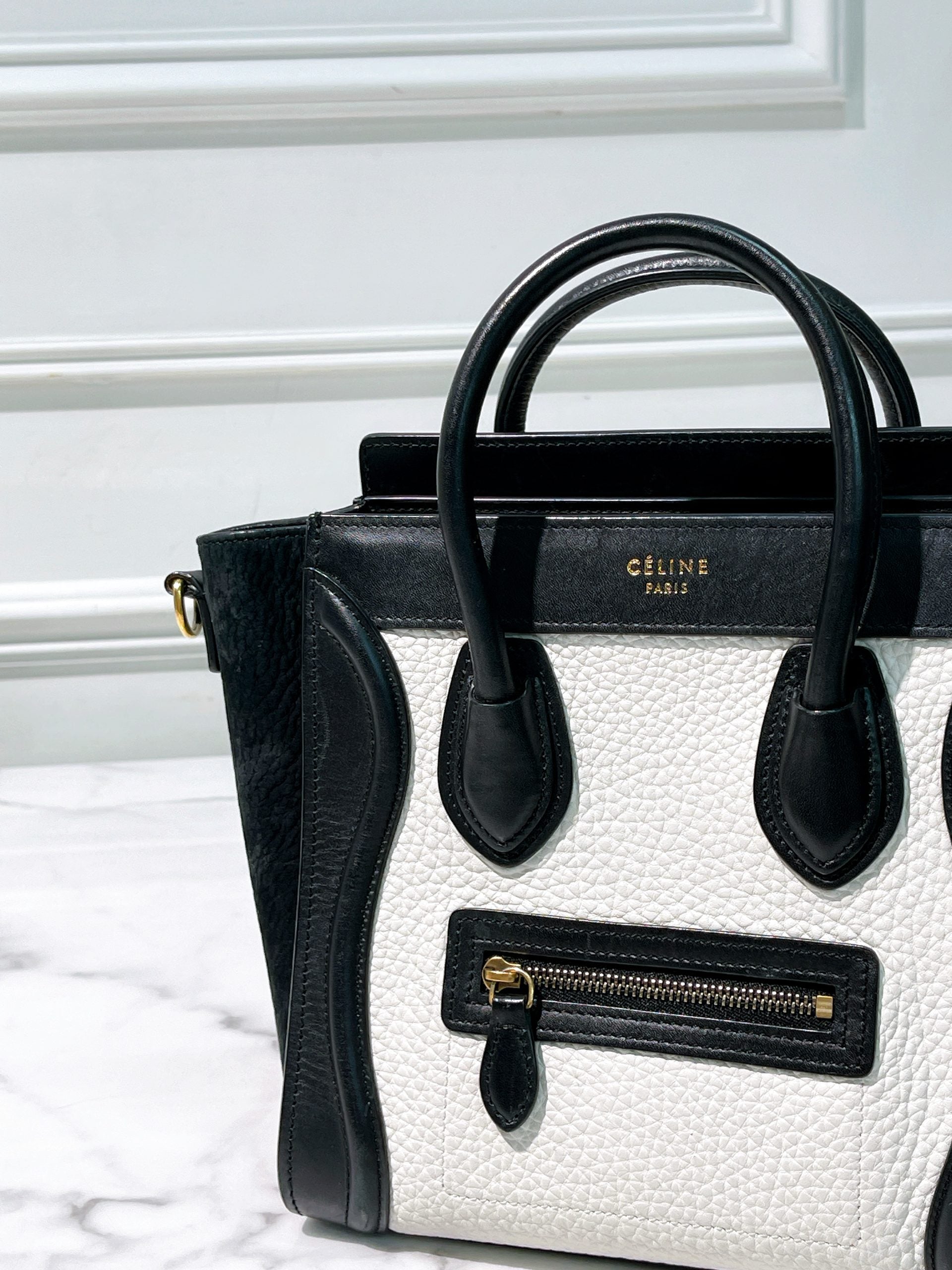 CELINE NANO LUGGAGE, Black/White