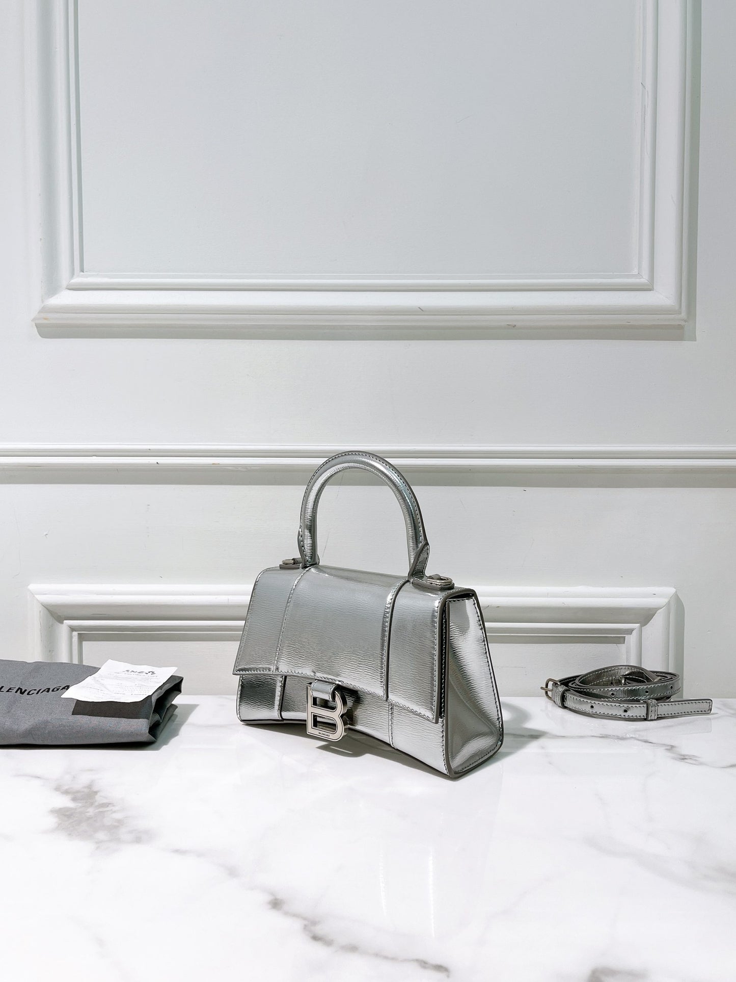 BALENCIAGA HOURGLASS XS, Silver