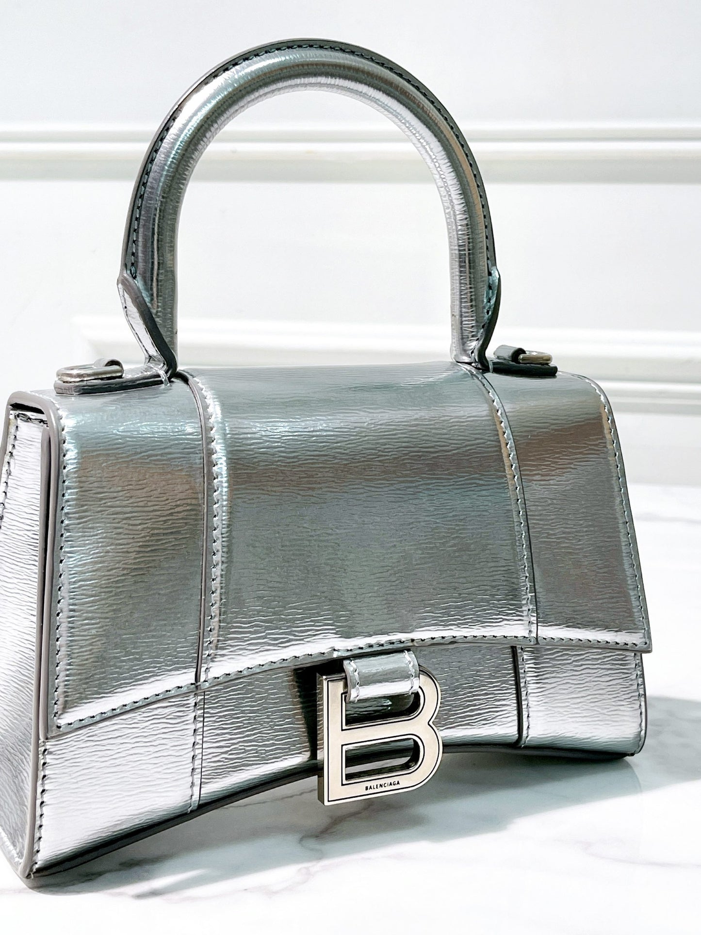 BALENCIAGA HOURGLASS XS, Silver