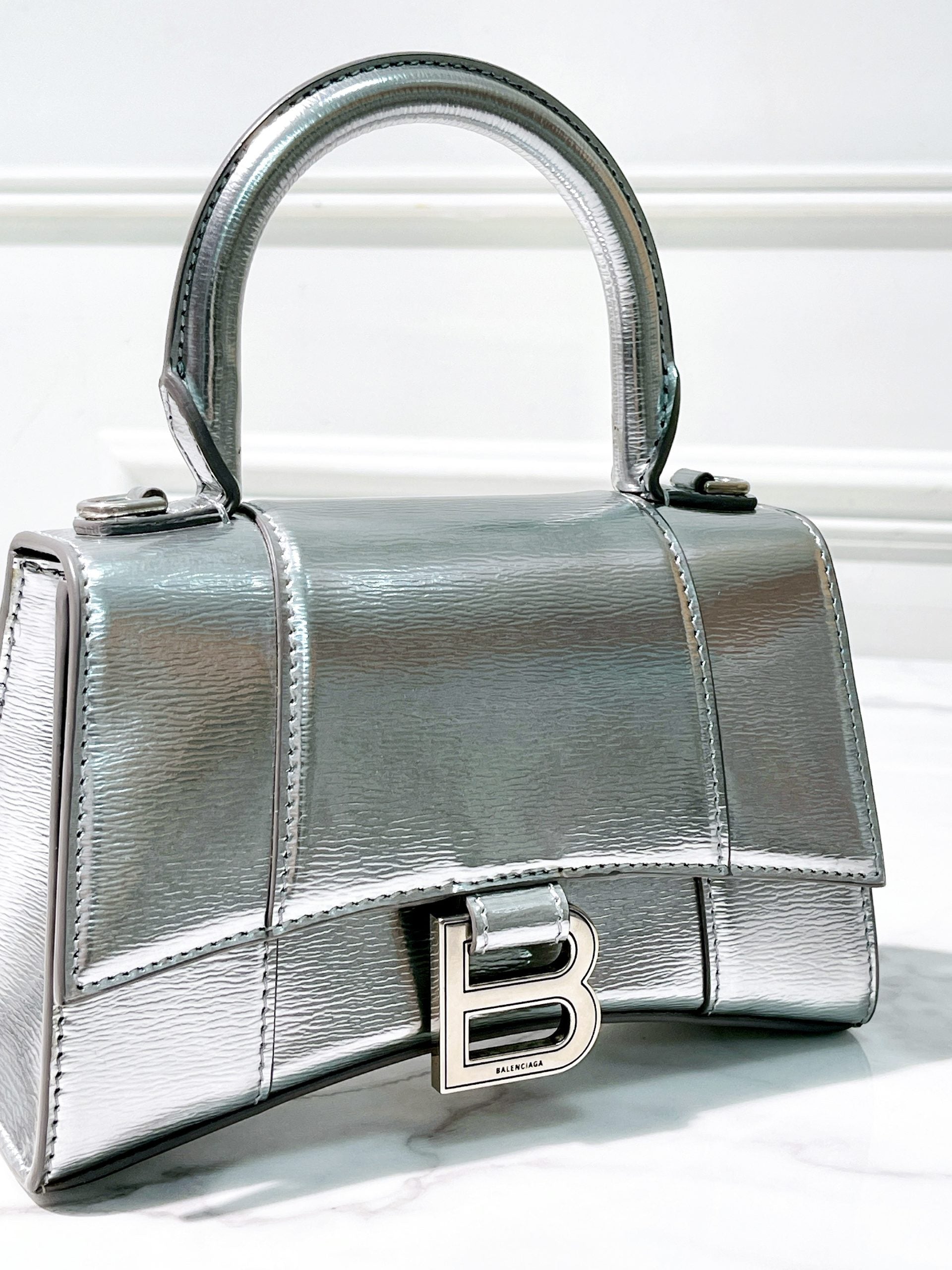 BALENCIAGA HOURGLASS XS, Silver