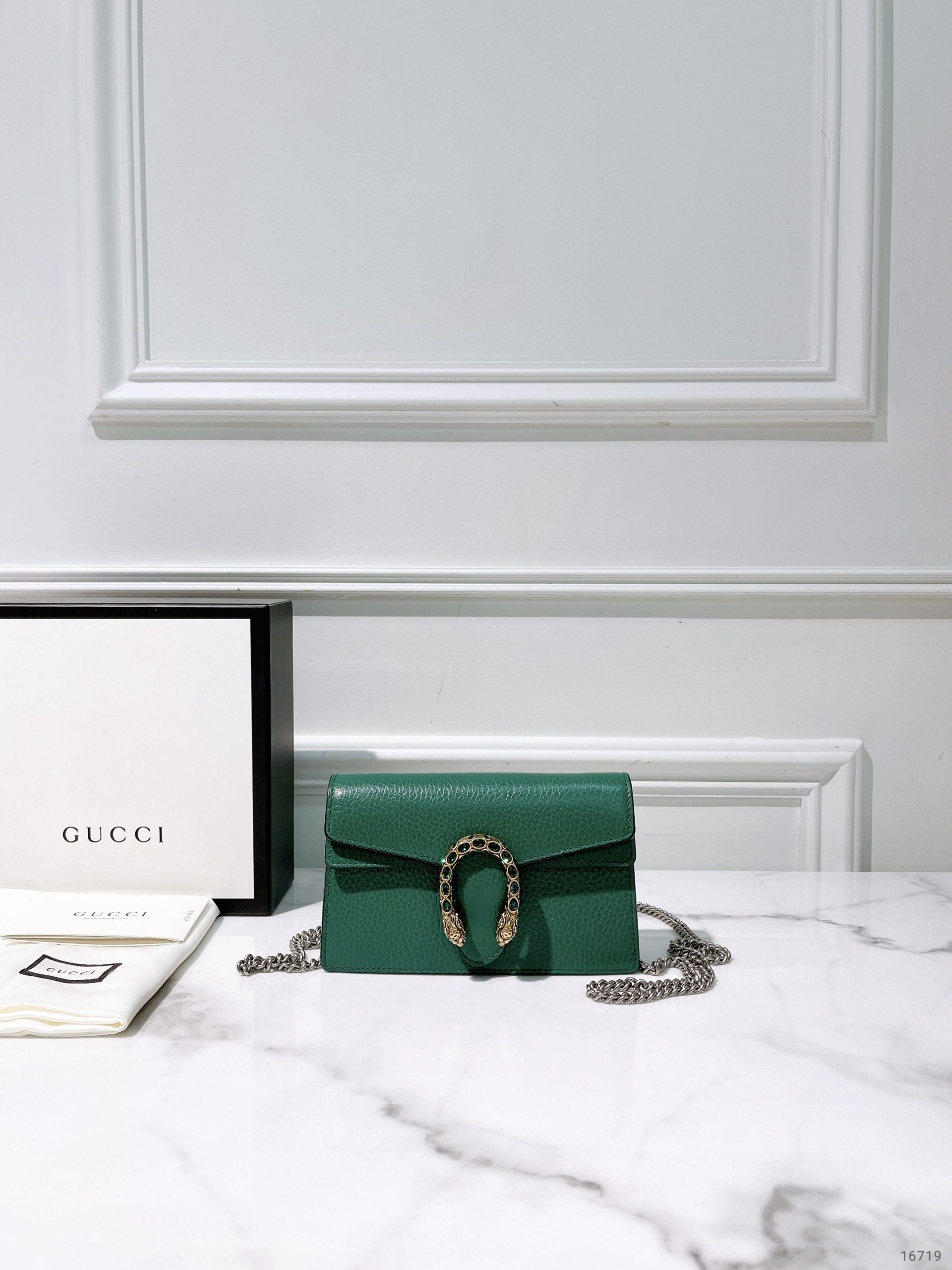 GUCCI SUPERMINI DIONYSUS, Green/Silver