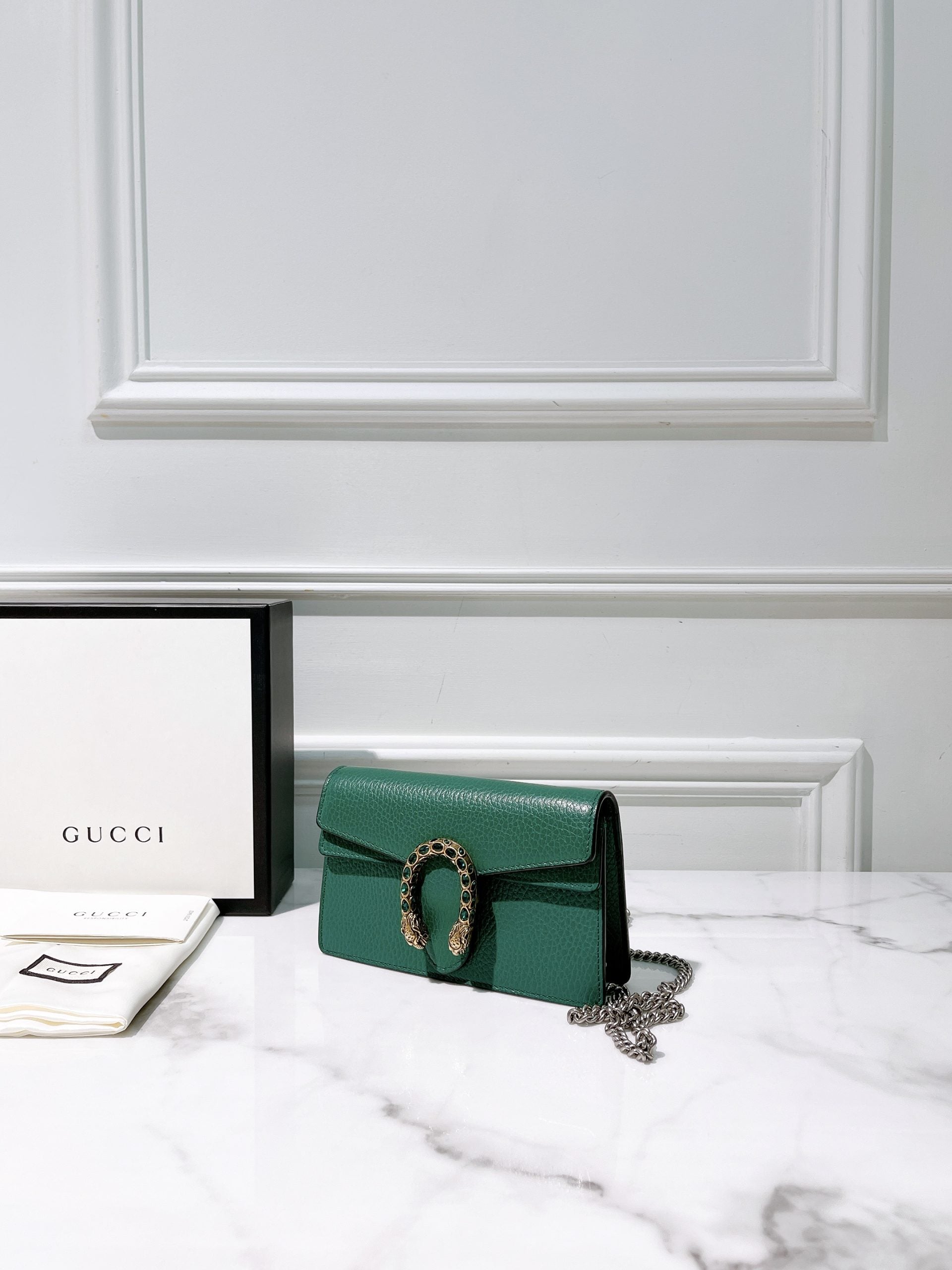 GUCCI SUPERMINI DIONYSUS, Green/Silver