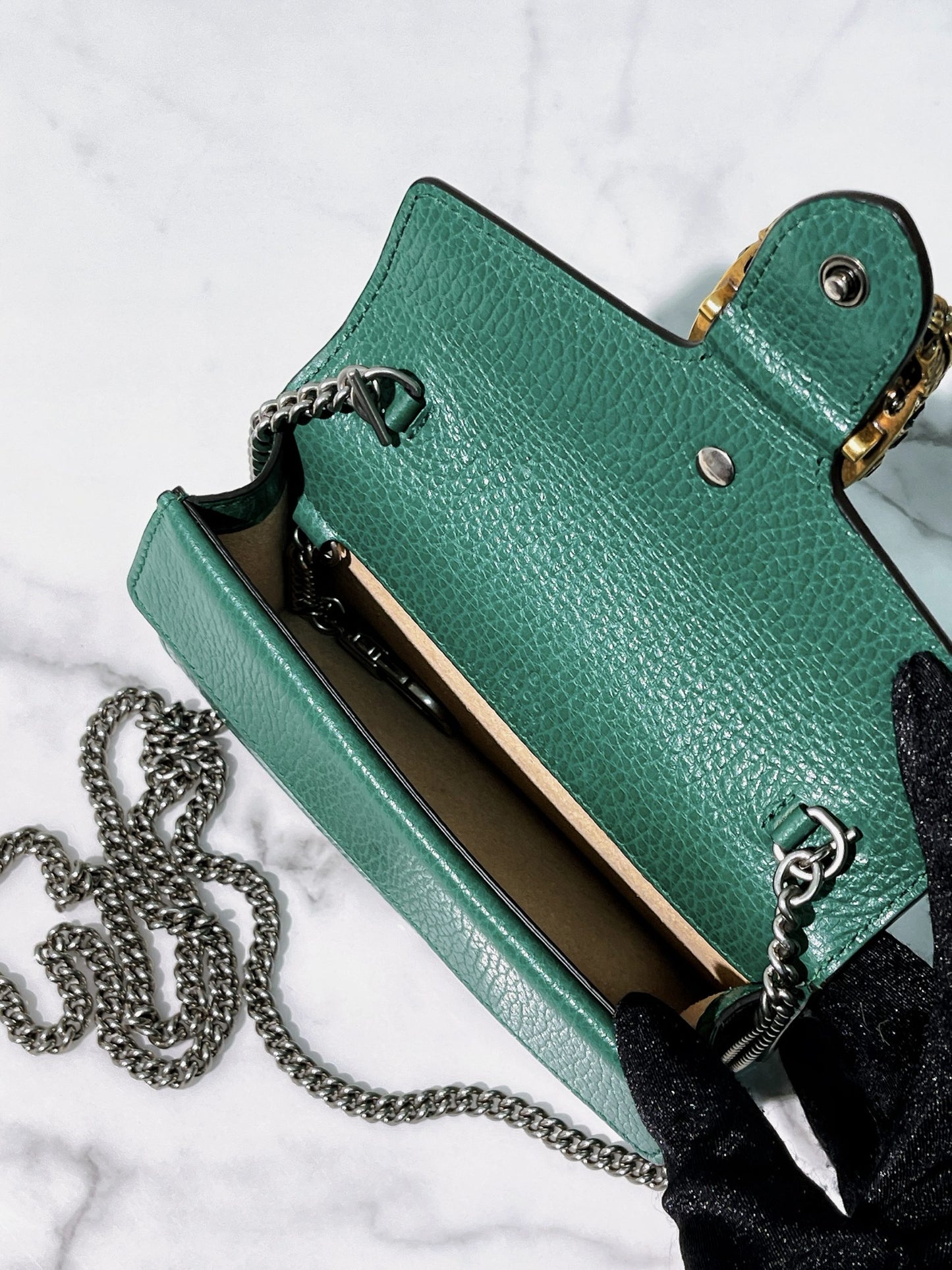 GUCCI SUPERMINI DIONYSUS, Green/Silver
