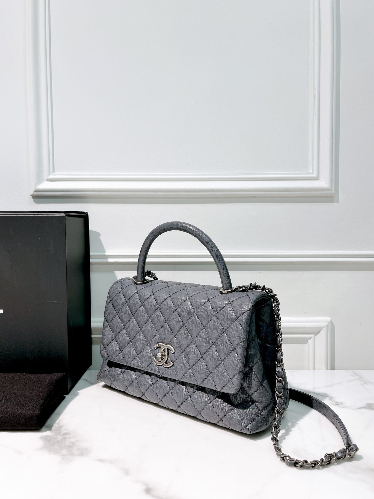 CHANEL COCO HANDLE, Gray/Silver