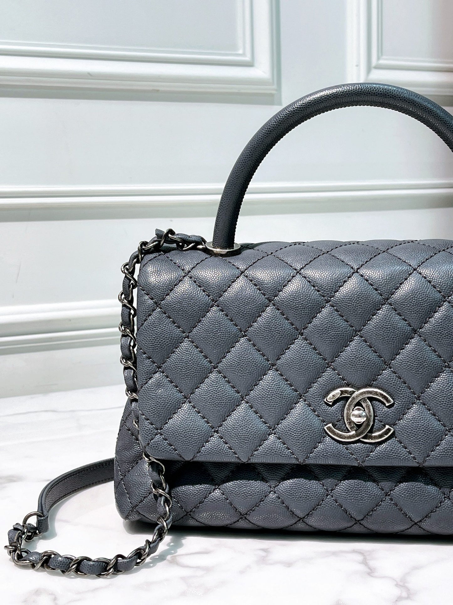 CHANEL COCO HANDLE, Gray/Silver