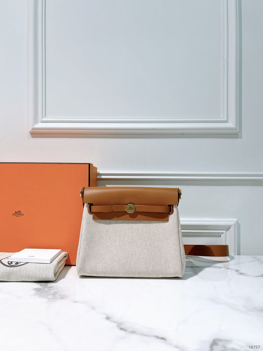 HERMES MINI HERBAG, Ecru Beige/Fauve/Gold