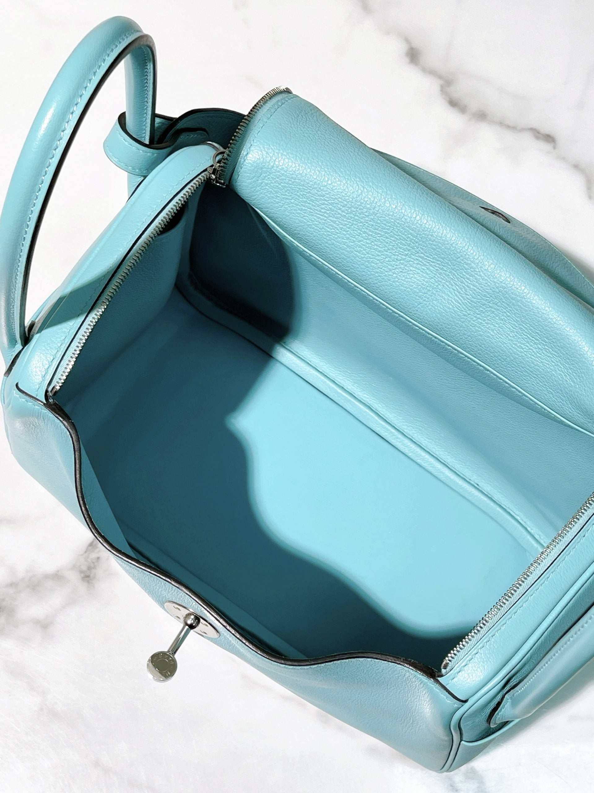 HERMES LINDY 26, Bleu Atoll/Silver