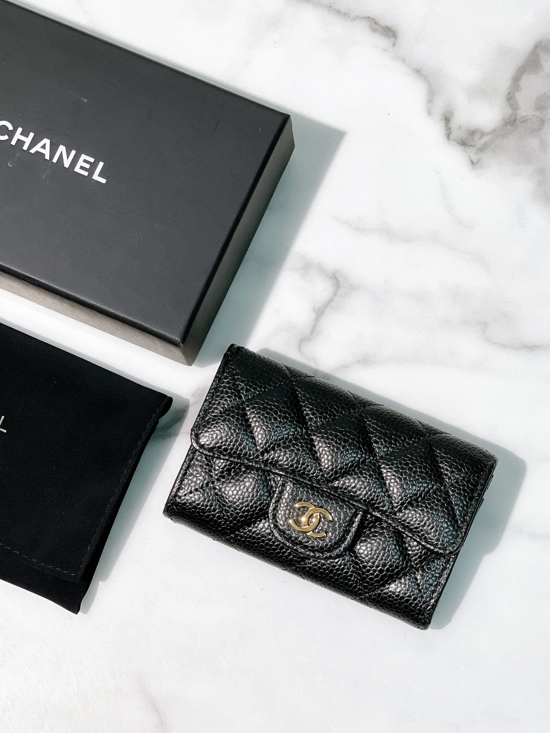 CHANEL CARD HOLDER, Black/Gold