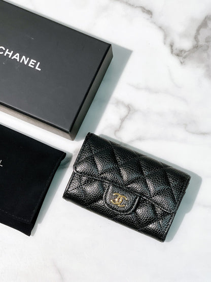 CHANEL CARD HOLDER, Black/Gold