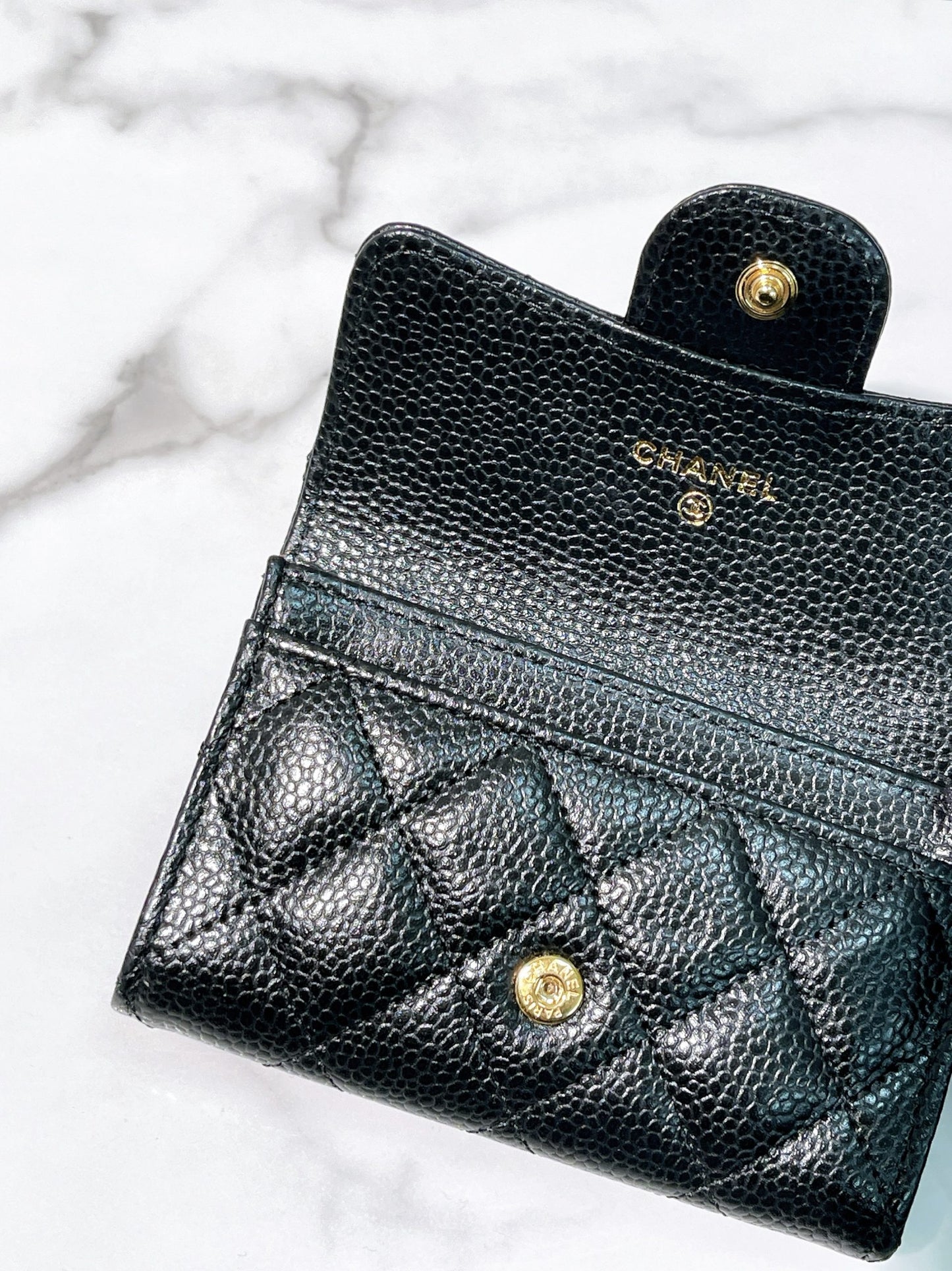 CHANEL CARD HOLDER, Black/Gold