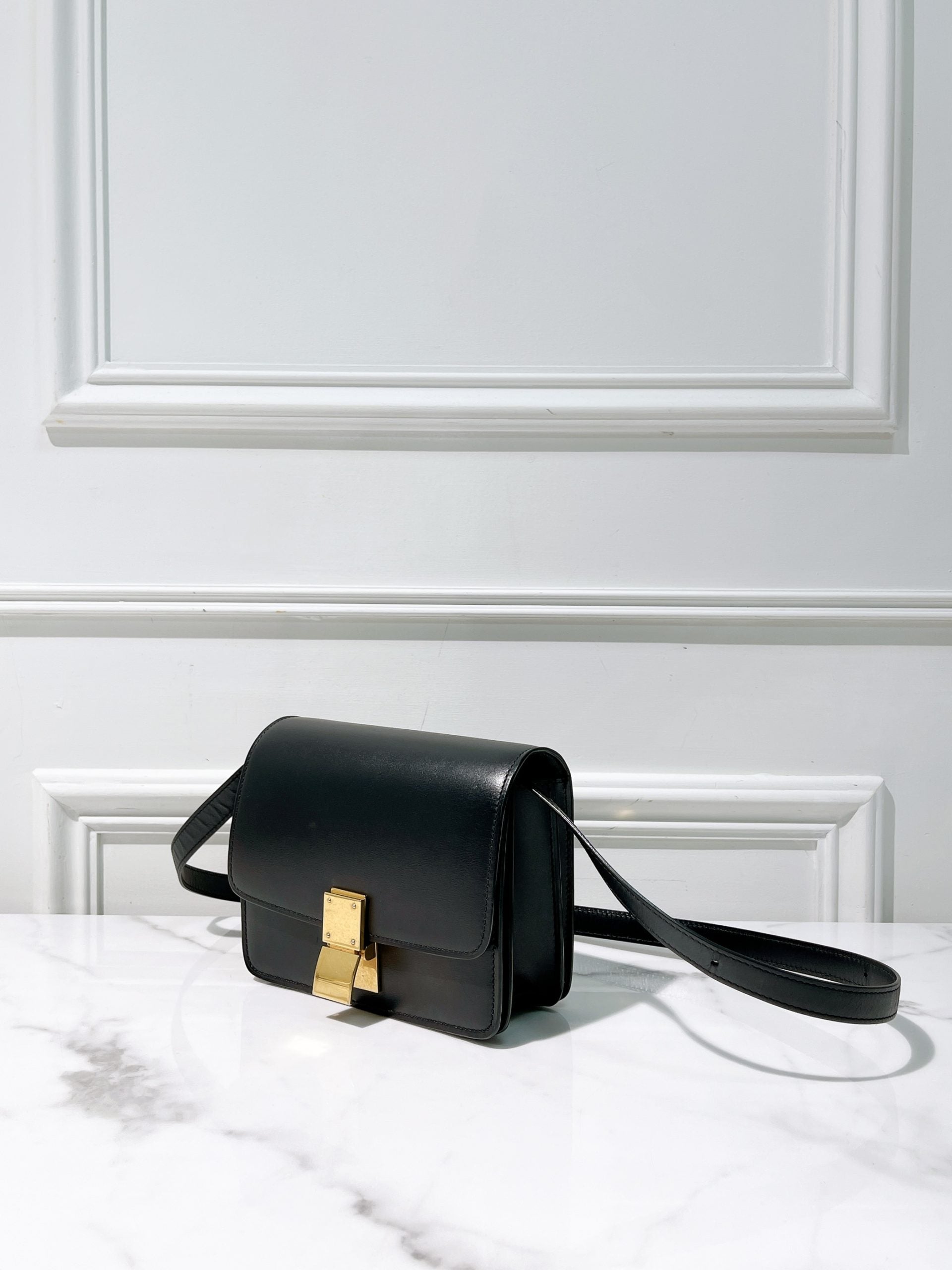 CELINE MINI BOX, Black/Gold