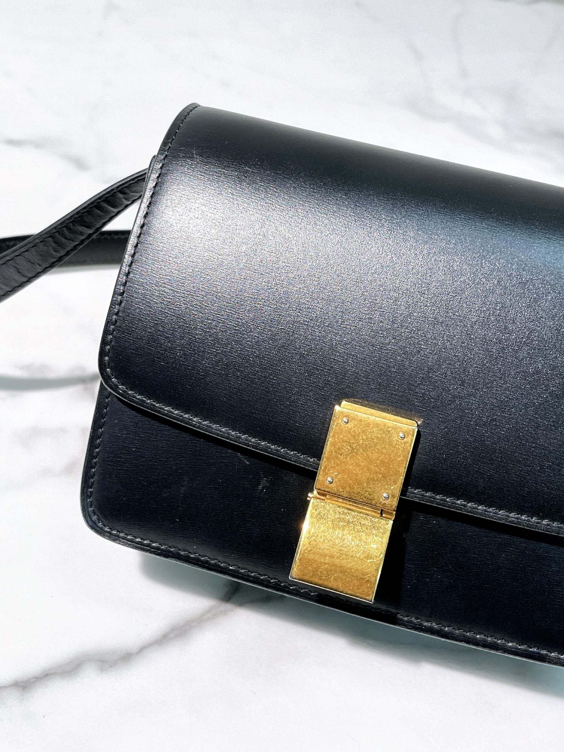 CELINE MINI BOX, Black/Gold