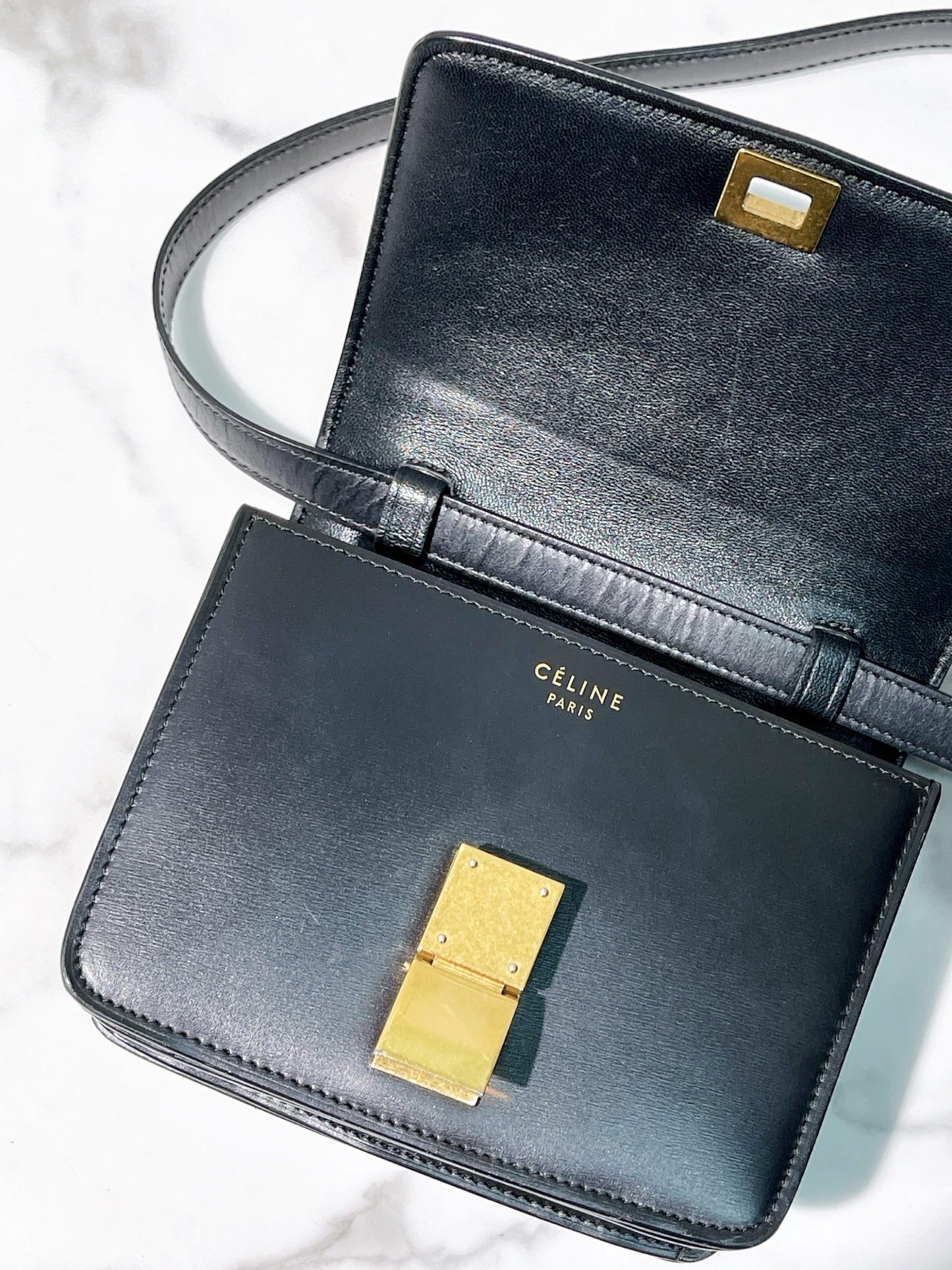 CELINE MINI BOX, Black/Gold