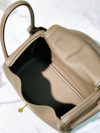 HERMES LINDY 26, Etoupe/Gold