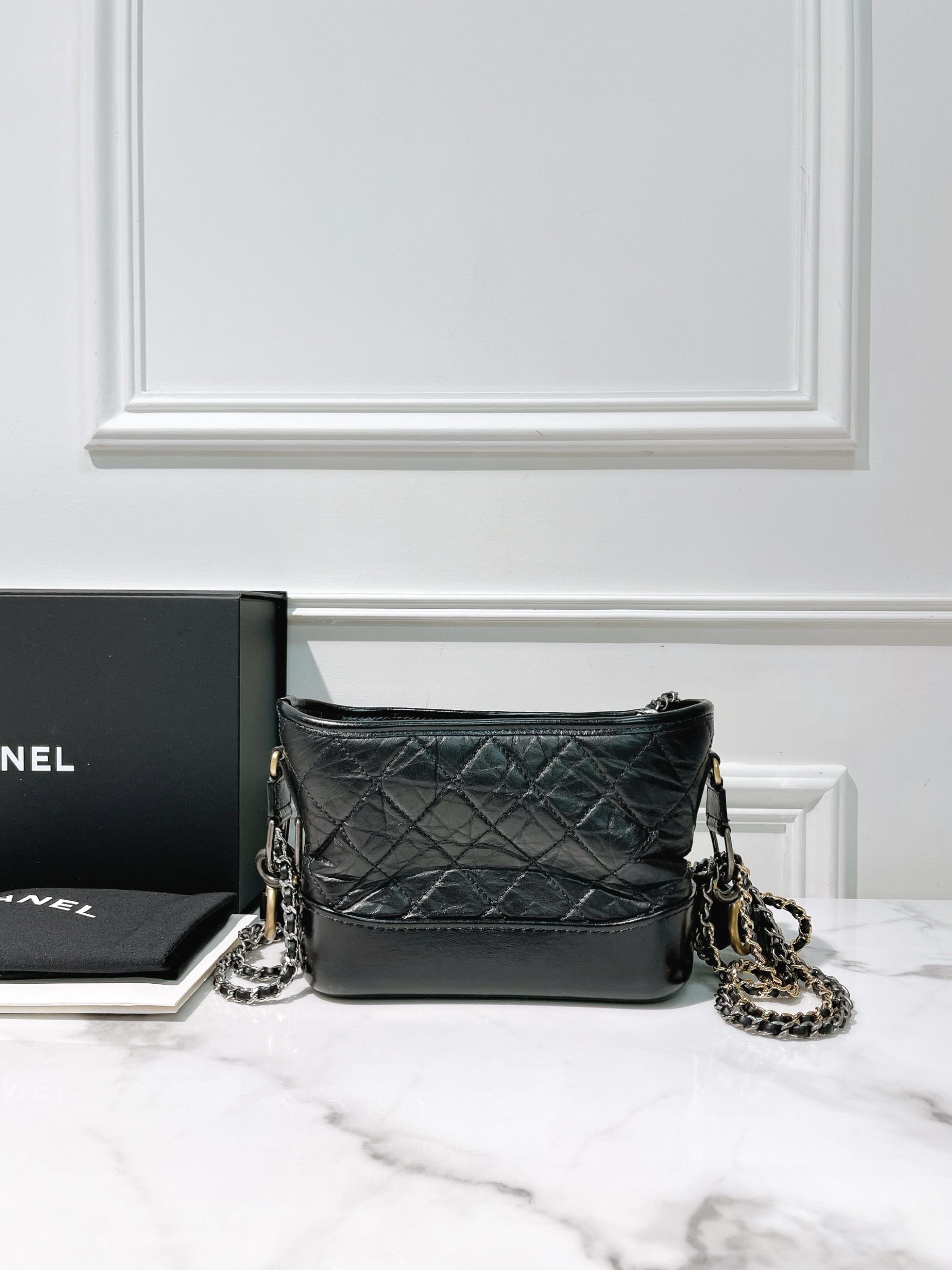 CHANEL SMALL GABRIELLE HOBO, Black/Gold